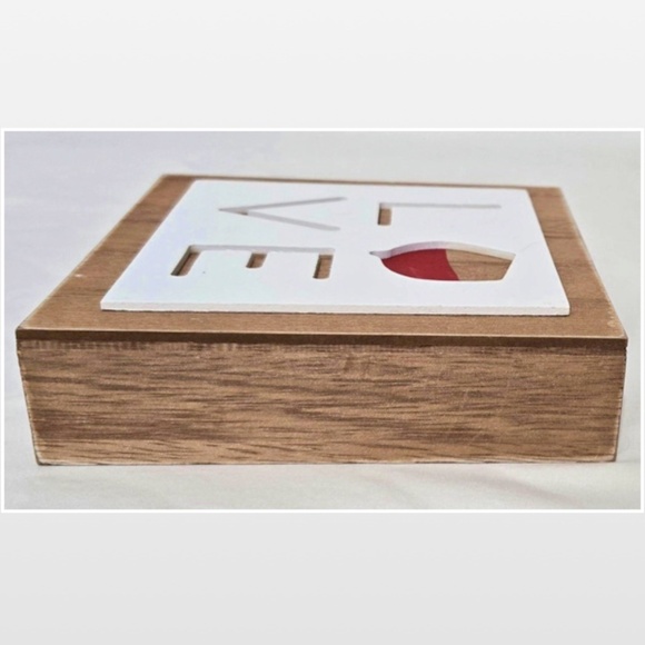 New LOVE Wood Block Box Sign 2-Dimensional Home Décor Red Wine - Picture 8 of 15